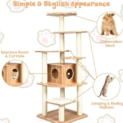Tangkula Tall Cat Tree, 69-Inch Modern Cat Tower with Sisal Rope Scratching Posts