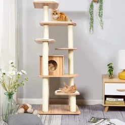 Tangkula Tall Cat Tree, 69-Inch Modern Cat Tower with Sisal Rope Scratching Posts