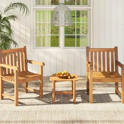 Tangkula Teak Wood Patio Dining Chair