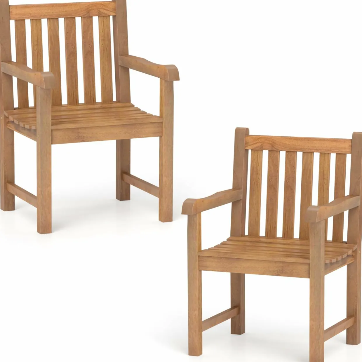 Tangkula Teak Wood Patio Dining Chair