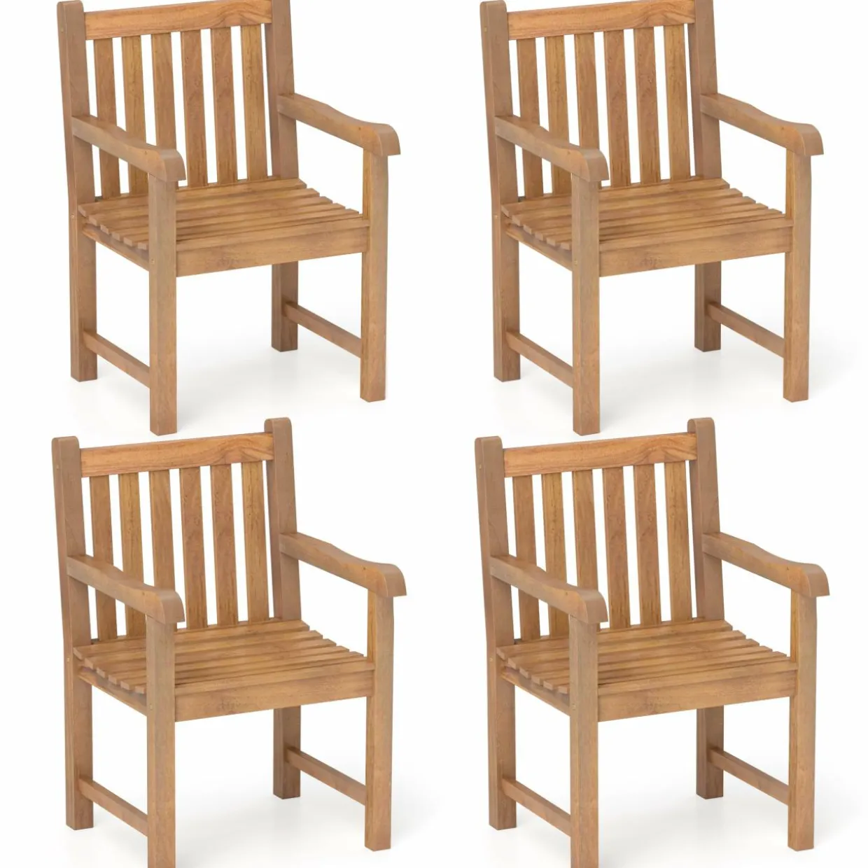 Tangkula Teak Wood Patio Dining Chair