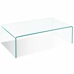 Tangkula Tempered Glass Coffee Table, Clear Coffee Table, International Occasion Tea Table