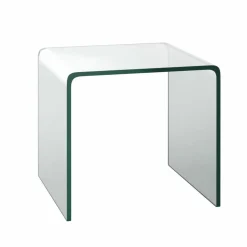 Tangkula Tempered Glass End Table, Clear Sofa End Tables with Waterfall Edges & Non-Slip Pad, 18 x 18 x 16 inches, No Assembly Needed