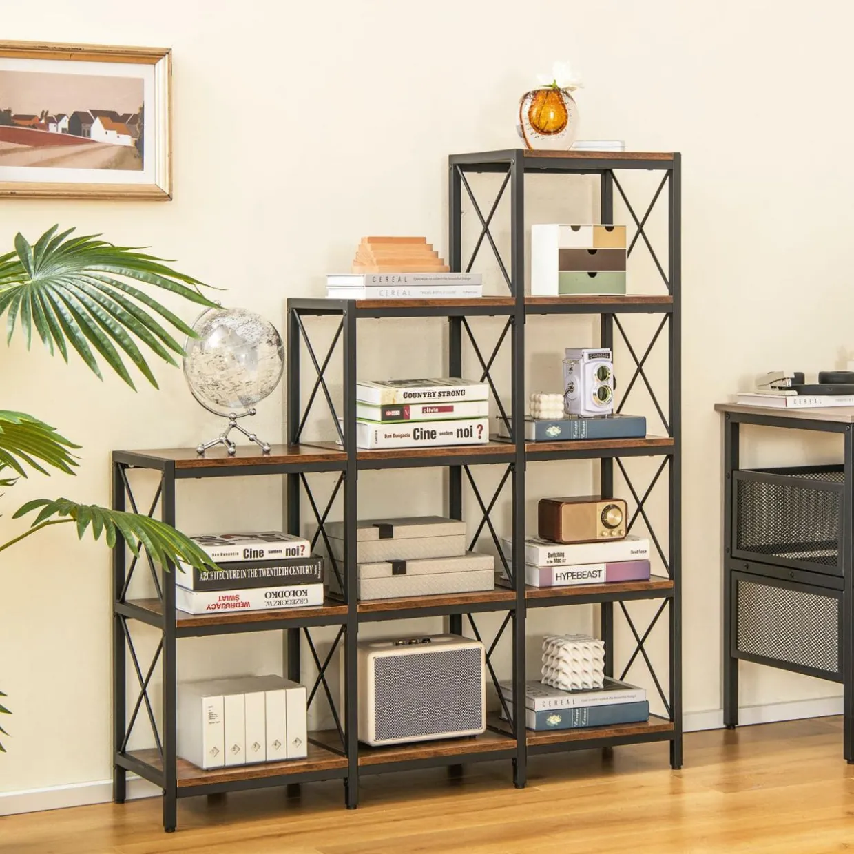 Tangkula 5-Tier Bookshelf, 12 Shelves Storage Organizer Display Shelf for Home Office Living Room
