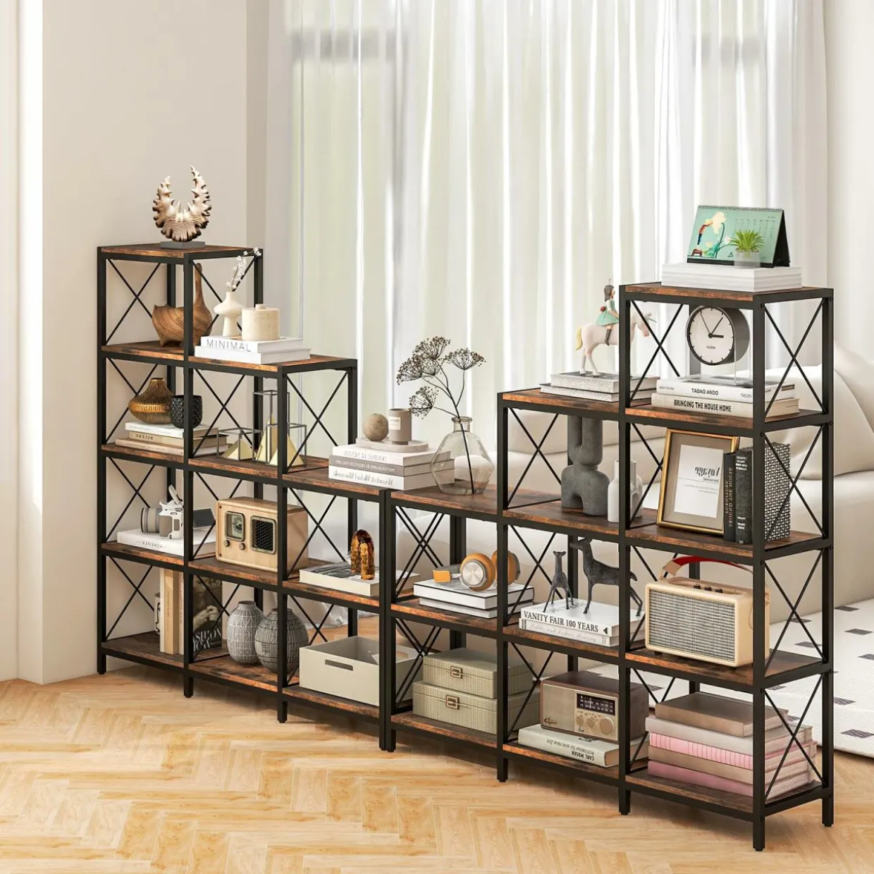 Tangkula 5-Tier Bookshelf, 12 Shelves Storage Organizer Display Shelf for Home Office Living Room