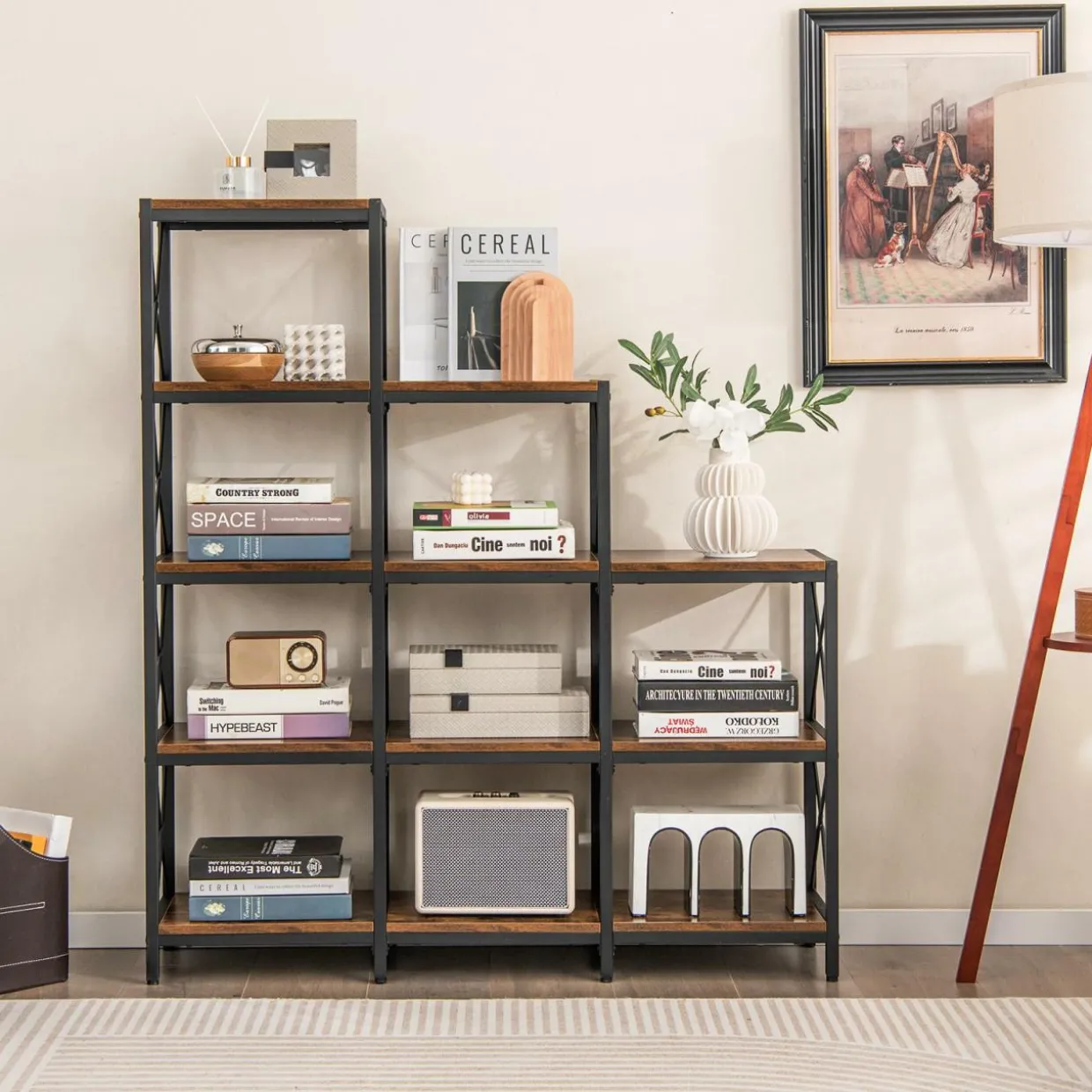 Tangkula 5-Tier Bookshelf, 12 Shelves Storage Organizer Display Shelf for Home Office Living Room