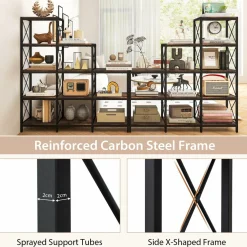 Tangkula 5-Tier Bookshelf, 12 Shelves Storage Organizer Display Shelf for Home Office Living Room