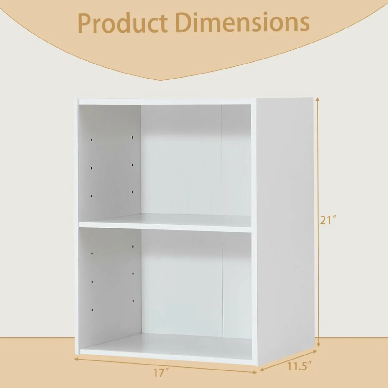 Tangkula 2-Tier Bookshelf, Open Shelf Bookcase with 7-Position Adjustable Shelf