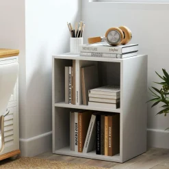 Tangkula 2-Tier Bookshelf, Open Shelf Bookcase with 7-Position Adjustable Shelf