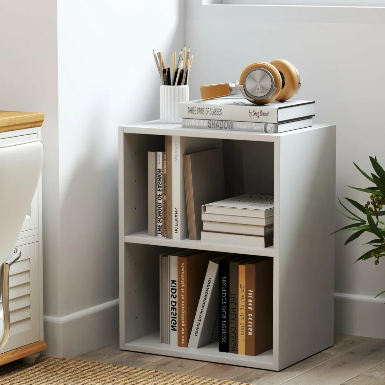 Tangkula 2-Tier Bookshelf, Open Shelf Bookcase with 7-Position Adjustable Shelf