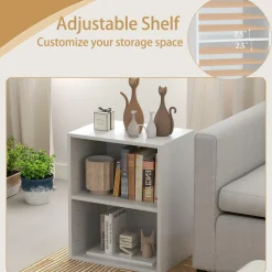 Tangkula 2-Tier Bookshelf, Open Shelf Bookcase with 7-Position Adjustable Shelf