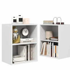 Tangkula 2-Tier Bookshelf, Open Shelf Bookcase with 7-Position Adjustable Shelf