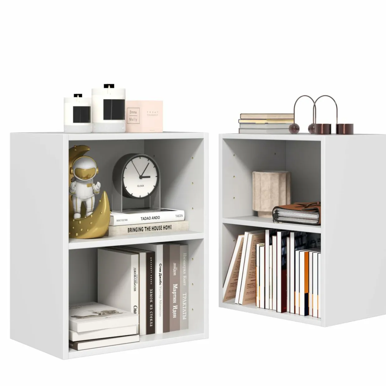 Tangkula 2-Tier Bookshelf, Open Shelf Bookcase with 7-Position Adjustable Shelf