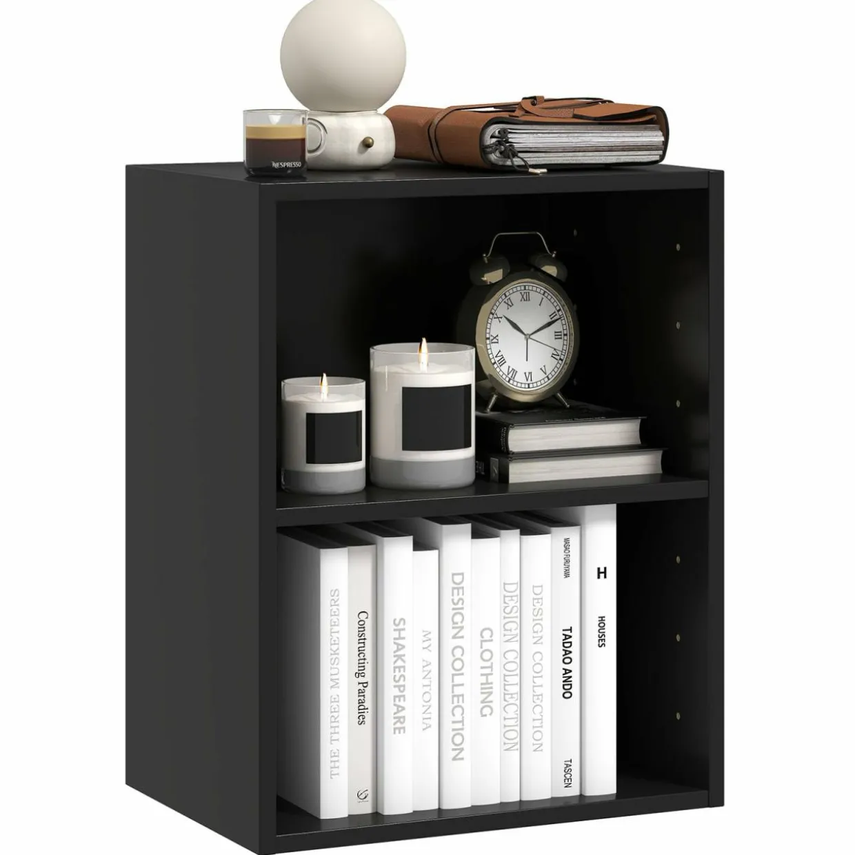 Tangkula 2-Tier Bookshelf, Open Shelf Bookcase with 7-Position Adjustable Shelf