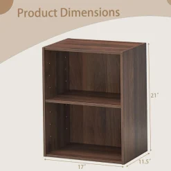 Tangkula 2-Tier Bookshelf, Open Shelf Bookcase with 7-Position Adjustable Shelf