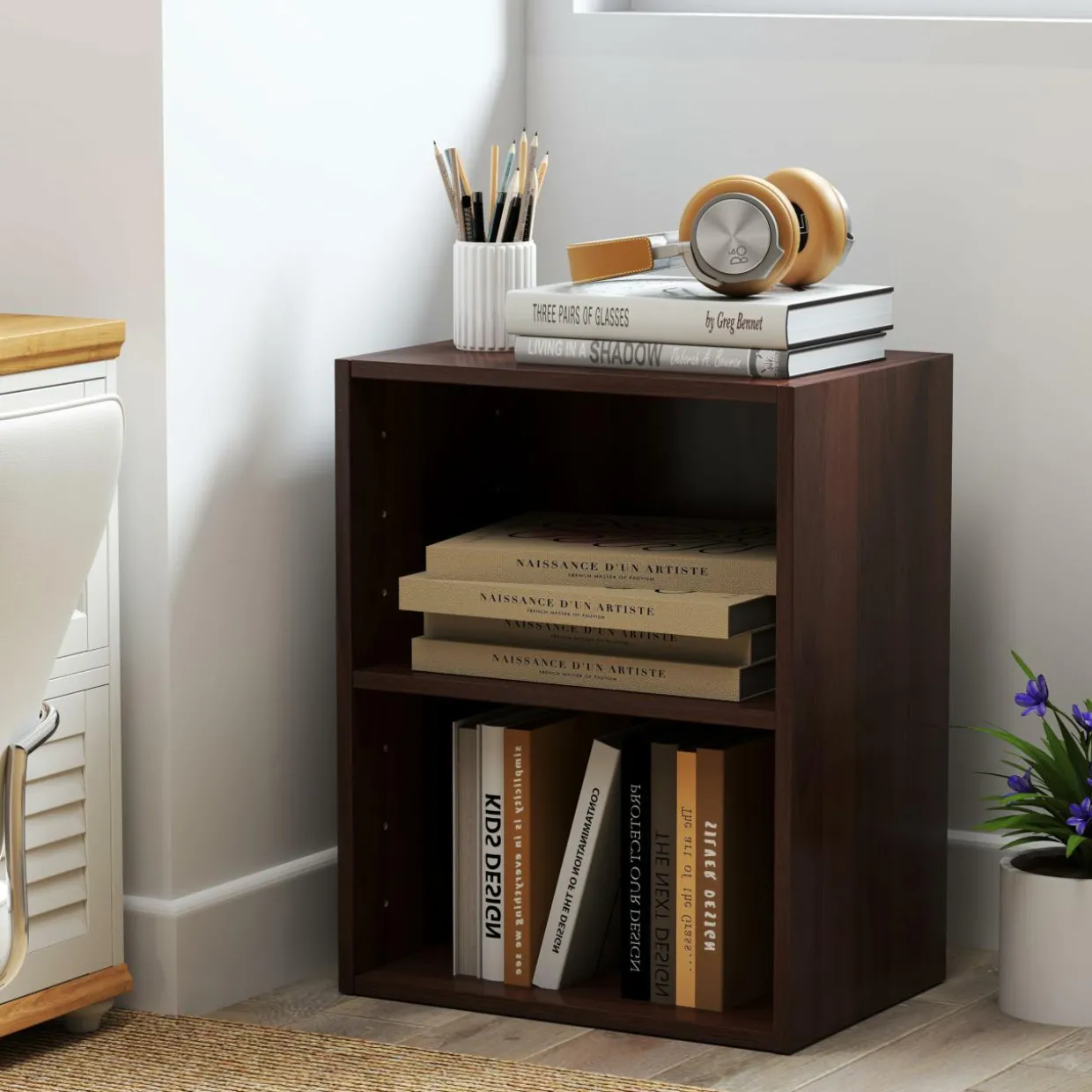 Tangkula 2-Tier Bookshelf, Open Shelf Bookcase with 7-Position Adjustable Shelf