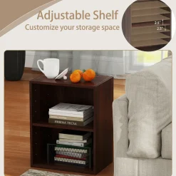 Tangkula 2-Tier Bookshelf, Open Shelf Bookcase with 7-Position Adjustable Shelf