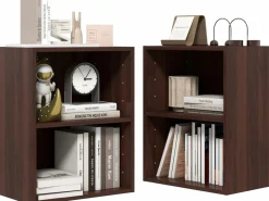 Tangkula 2-Tier Bookshelf, Open Shelf Bookcase with 7-Position Adjustable Shelf