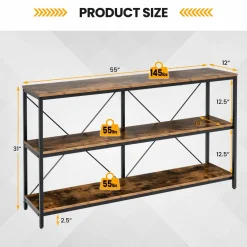 Tangkula 3-Tier Console Table, 55 Inch Long Sofa Table