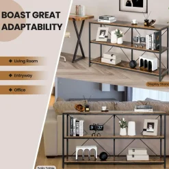 Tangkula 3-Tier Console Table, 55 Inch Long Sofa Table