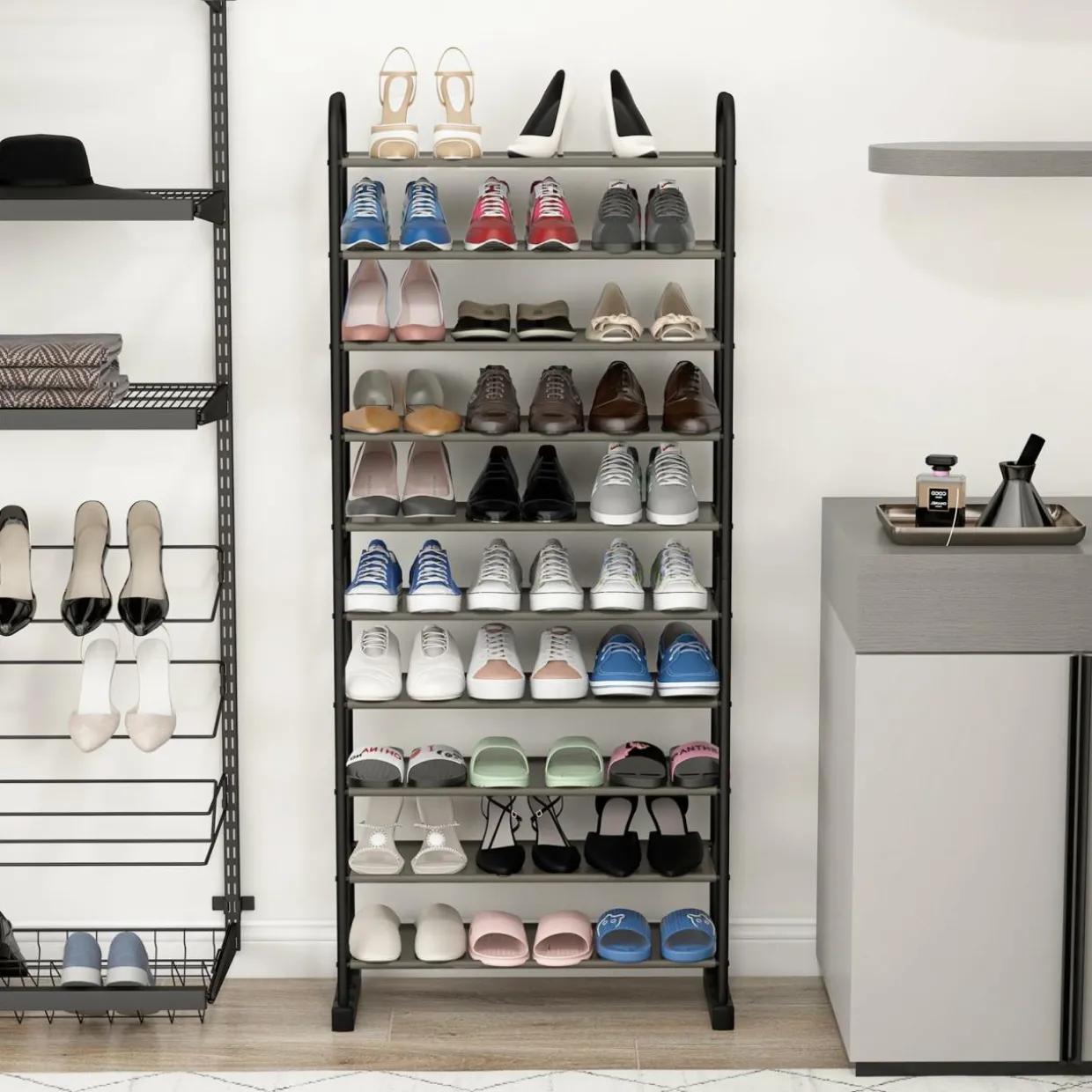 Tangkula 10-Tier Free Standing Shoes Rack, Space-saving Shoes Organizer Shoes Storage Stand
