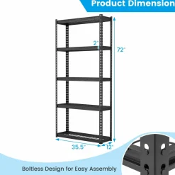Tangkula 5-Tier Garage Storage Shelves, Heavy Duty Metal Storage Shelving Unit, 35.5