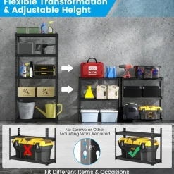 Tangkula 5-Tier Garage Storage Shelves, Heavy Duty Metal Storage Shelving Unit, 35.5