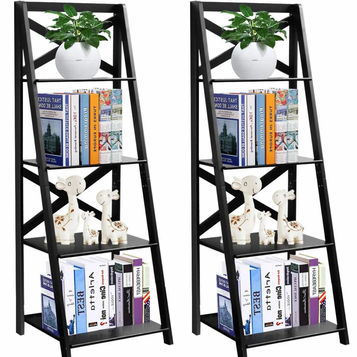 Tangkula 4-Tier Ladder Shelf Bookcase