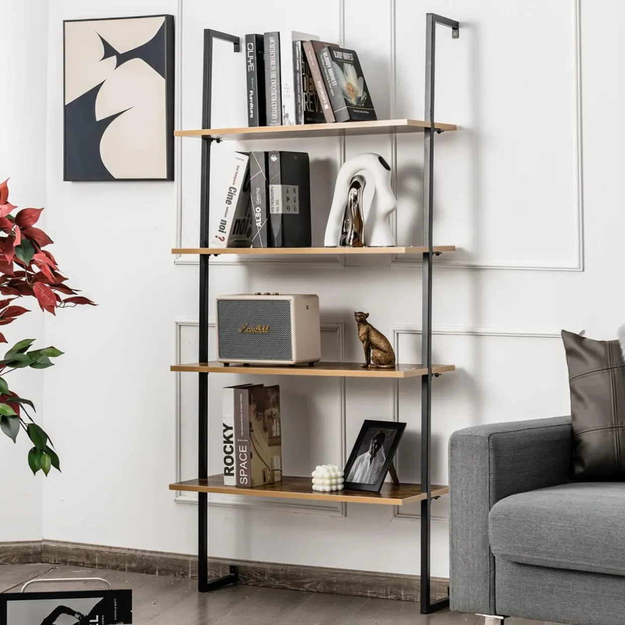 Tangkula 4-Tier Ladder Shelf Widened 30 Inch