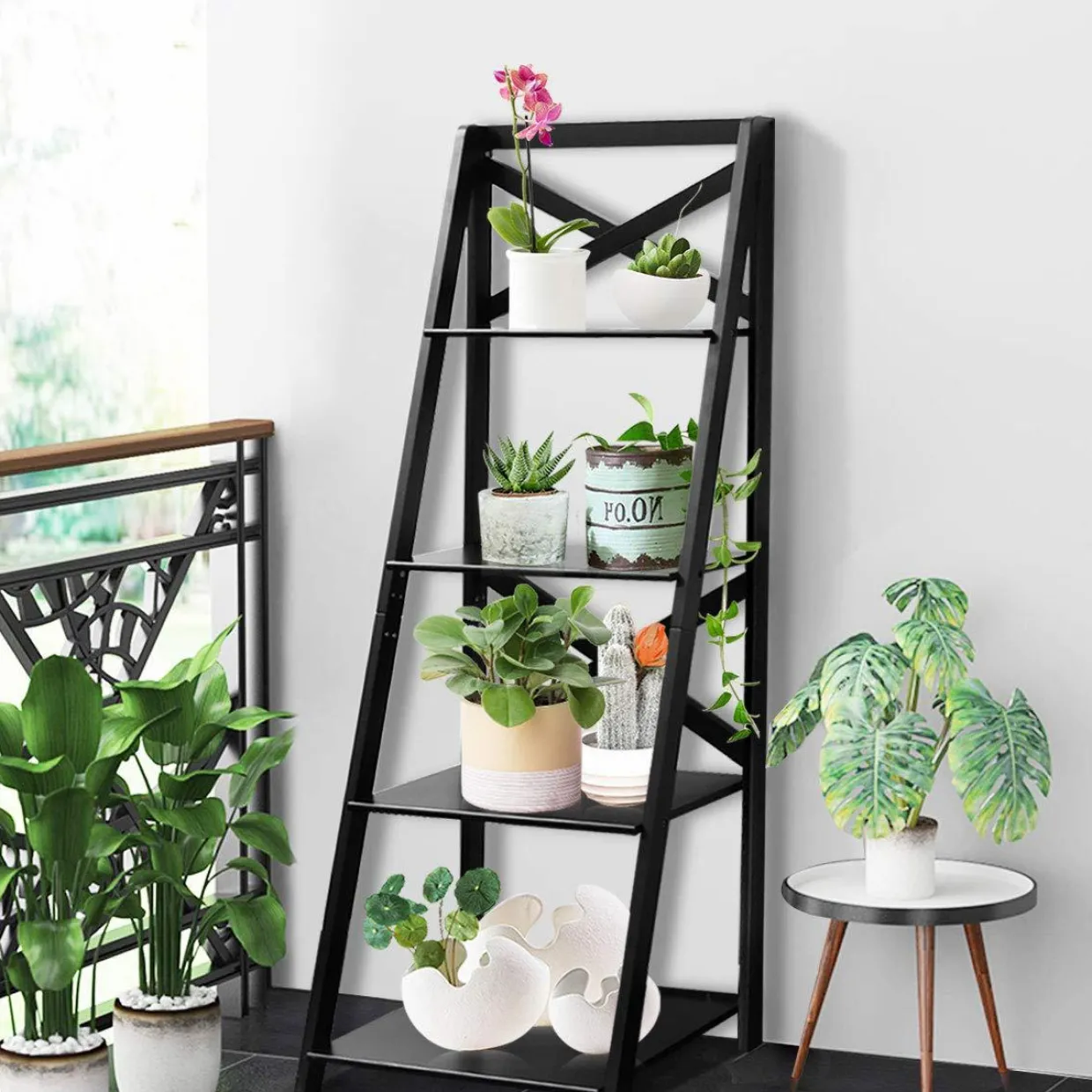 Tangkula 4-Tier Ladder Shelf Bookcase