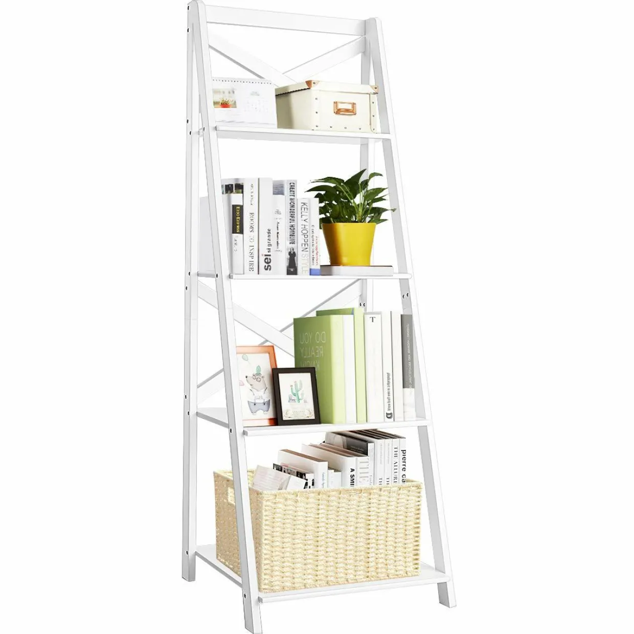 Tangkula 4-Tier Ladder Shelf Bookcase