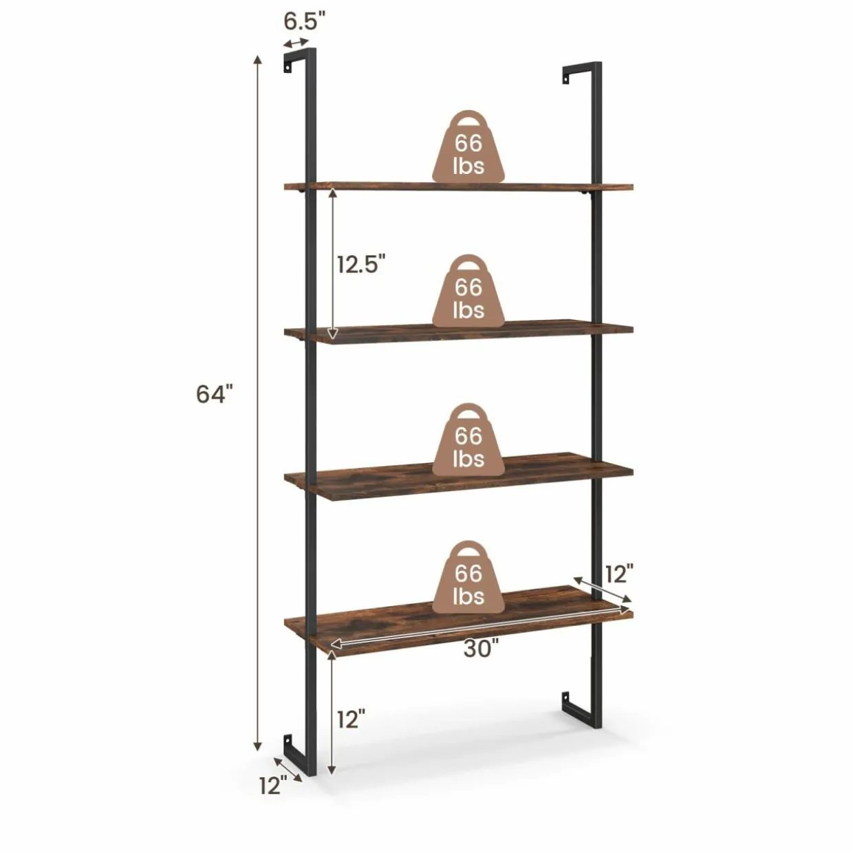 Tangkula 4-Tier Ladder Shelf Widened 30 Inch