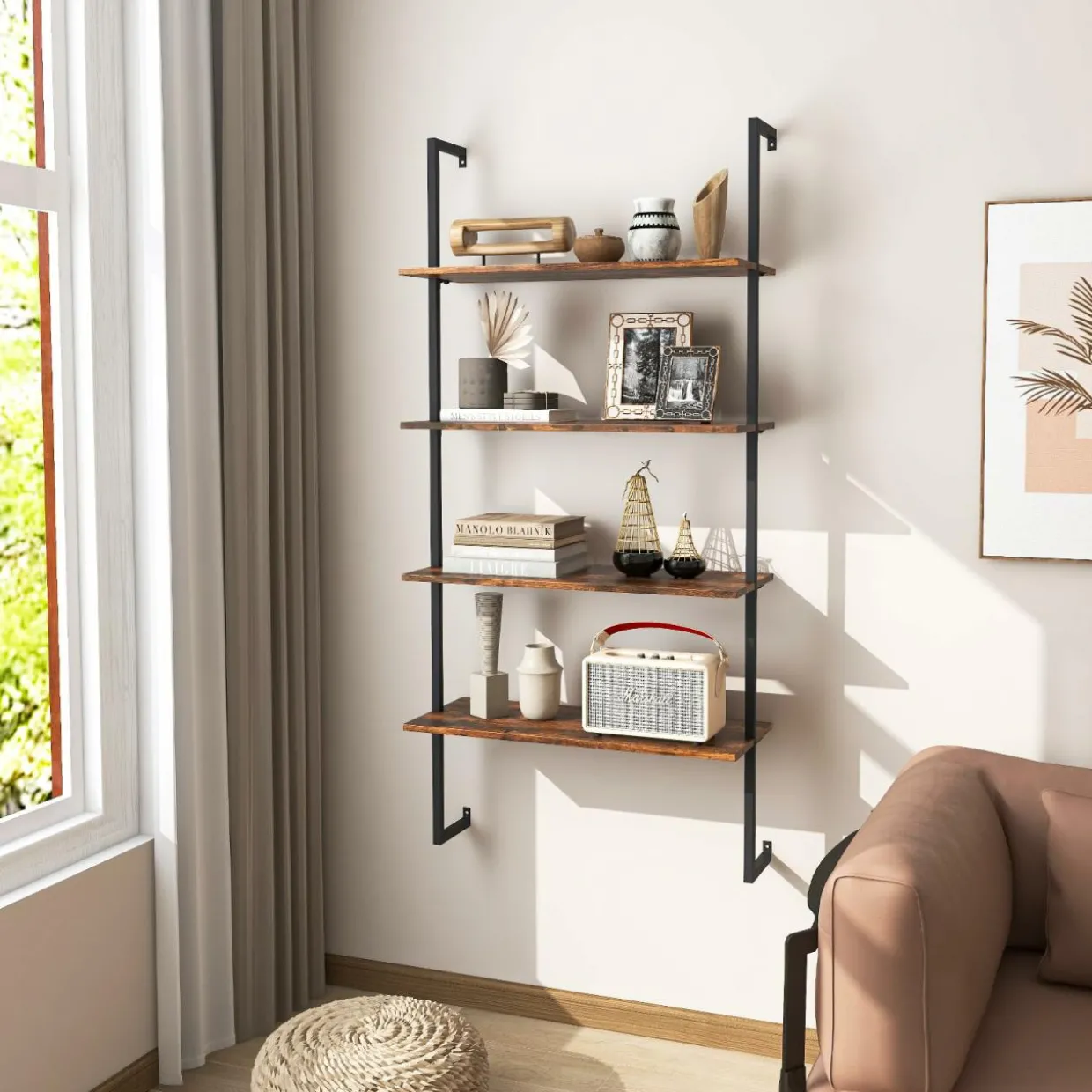 Tangkula 4-Tier Ladder Shelf Widened 30 Inch