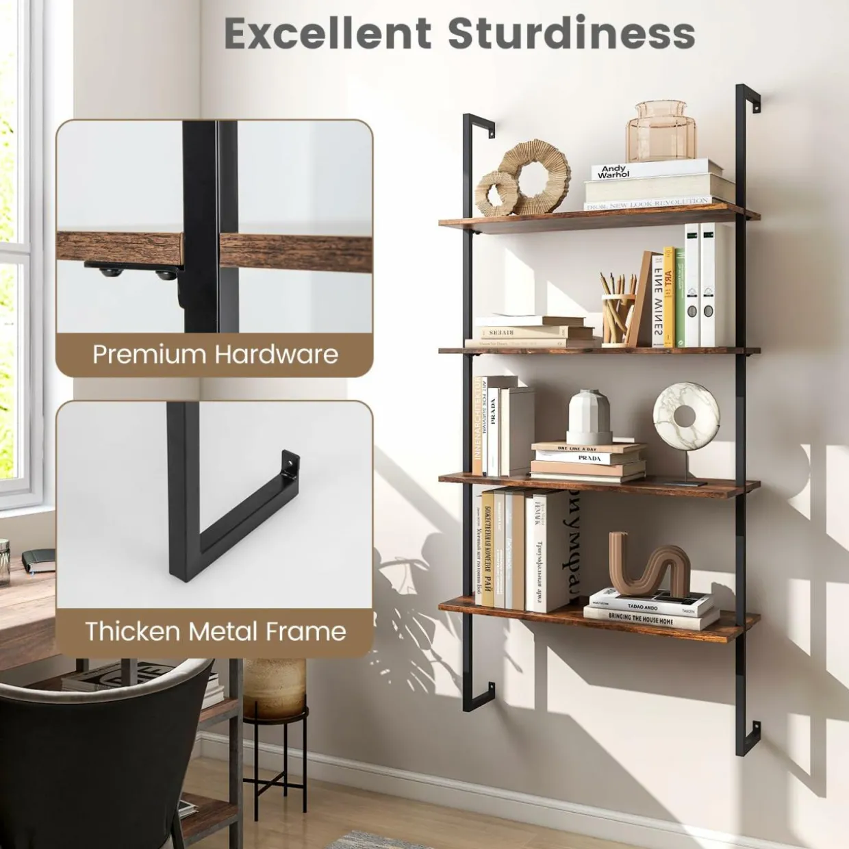 Tangkula 4-Tier Ladder Shelf Widened 30 Inch