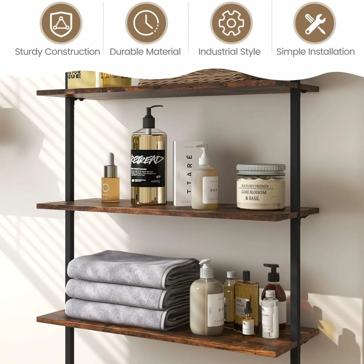 Tangkula 4-Tier Ladder Shelf Widened 30 Inch