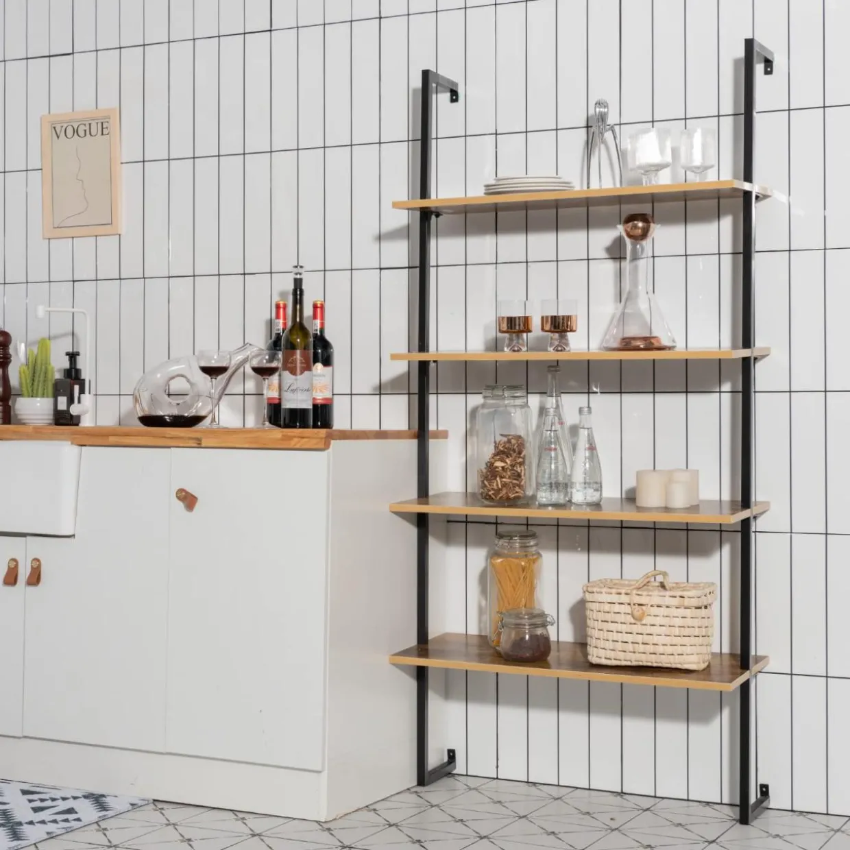 Tangkula 4-Tier Ladder Shelf Widened 30 Inch