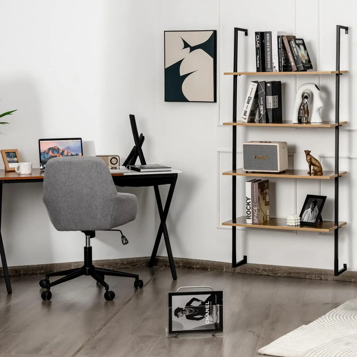 Tangkula 4-Tier Ladder Shelf Widened 30 Inch