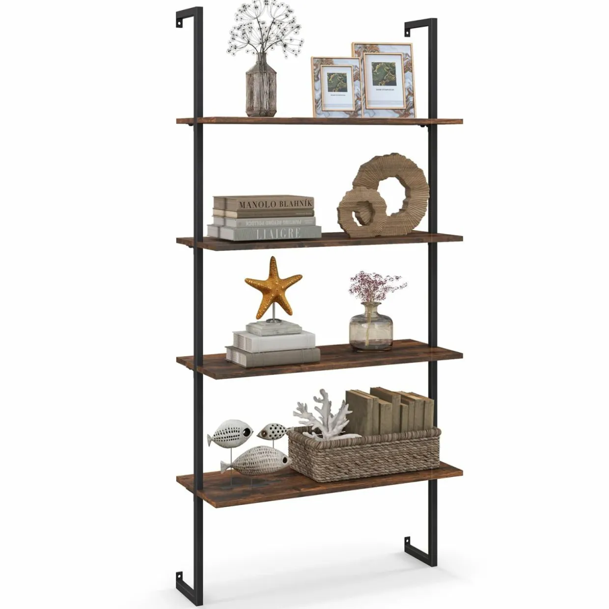 Tangkula 4-Tier Ladder Shelf Widened 30 Inch