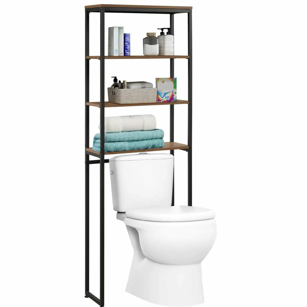 Tangkula 4-Tier Over-The-Toilet Storage Rack, Bathroom Space Saver w/Sturdy Metal Frame