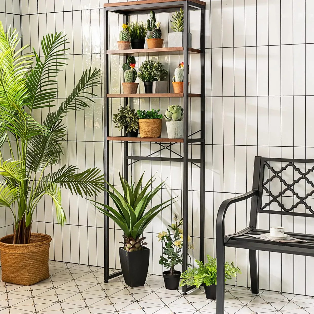 Tangkula 4-Tier Over-The-Toilet Storage Rack, Bathroom Space Saver w/Sturdy Metal Frame