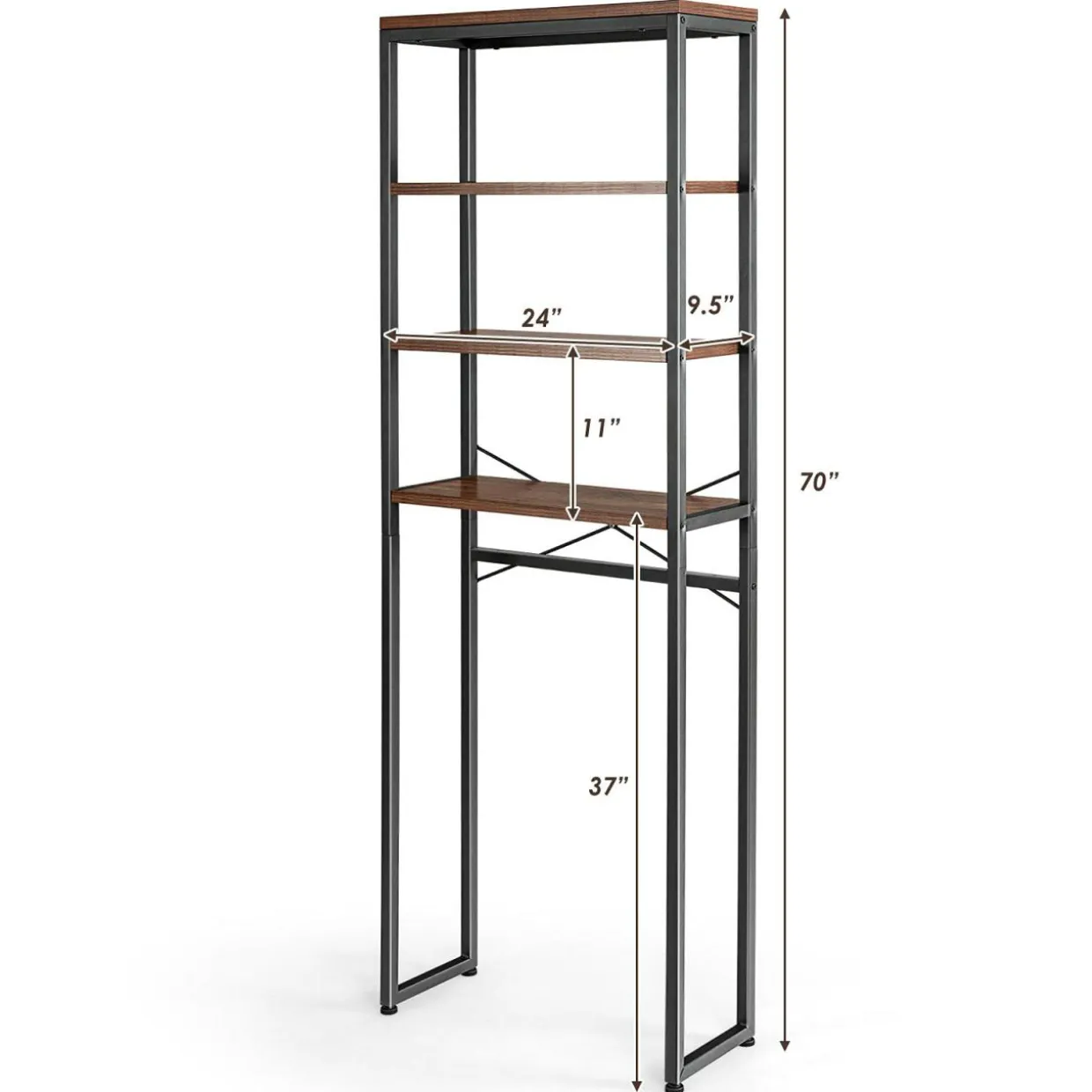 Tangkula 4-Tier Over-The-Toilet Storage Rack, Bathroom Space Saver w/Sturdy Metal Frame