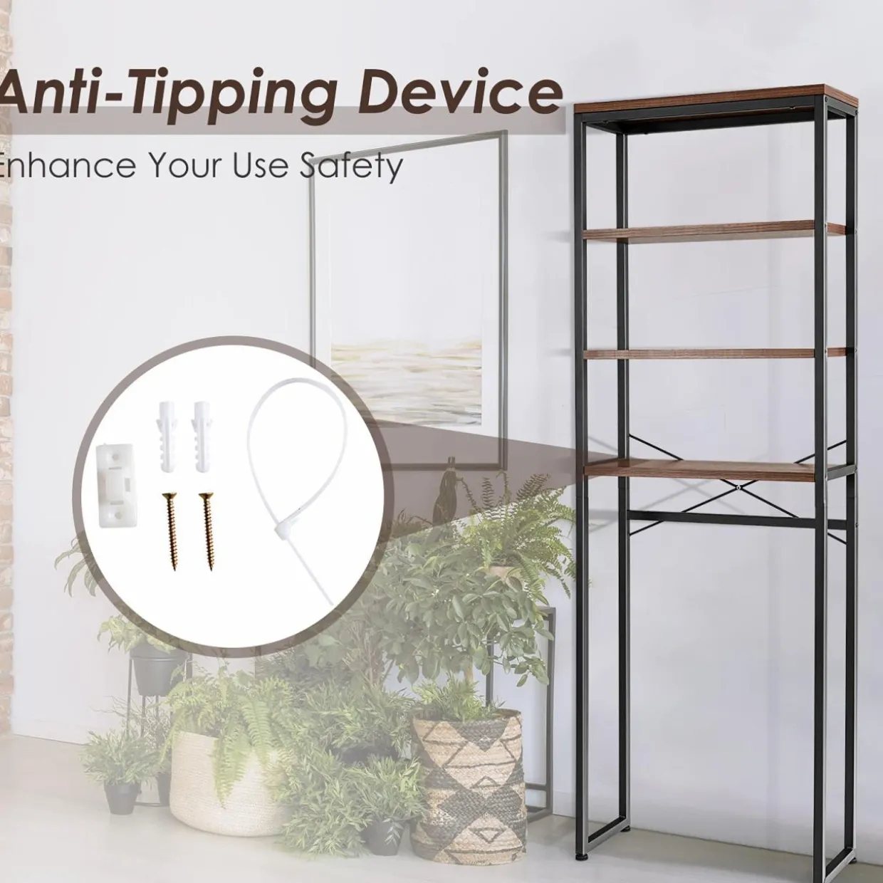 Tangkula 4-Tier Over-The-Toilet Storage Rack, Bathroom Space Saver w/Sturdy Metal Frame