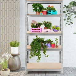 Tangkula 5-Tier Steel Storage Shelves, 73" Heavy Duty Garage Shelf with Adjustable Shelves