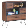 Tangkula 3-Tier Storage Cabinet, Wood File Cabinet with Drawers & 4 Metal Legs