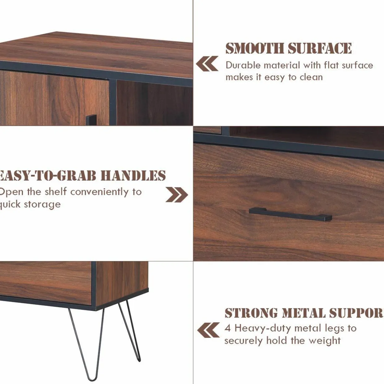 Tangkula 3-Tier Storage Cabinet, Wood File Cabinet with Drawers & 4 Metal Legs