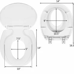 Tangkula Toilet Seat with Lid, Extra Build in Potty Training Child Seat, Slow Close, Round, Plastic, White