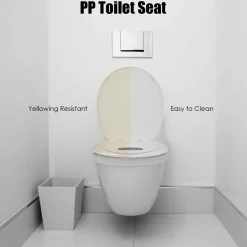 Tangkula Toilet Seat with Lid, Extra Build in Potty Training Child Seat, Slow Close, Round, Plastic, White