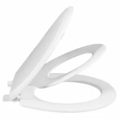 Tangkula Toilet Seat with Lid, Extra Build in Potty Training Child Seat, Slow Close, Round, Plastic, White