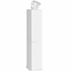 Tangkula Toilet Tissue Storage Tower, Free Standing Toilet Paper Holder with 4 Shelves, Bathroom Paper Storage Organizer with Door & Top Slot
