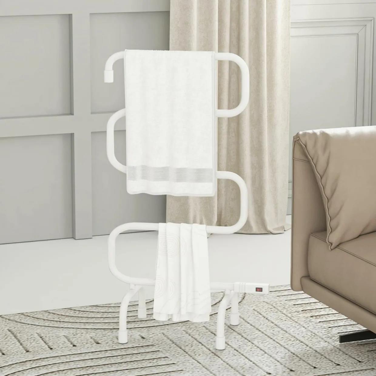 Tangkula Towel Warmer, Home Bathroom 100W Electric 5-Bar Towel Drying Rack